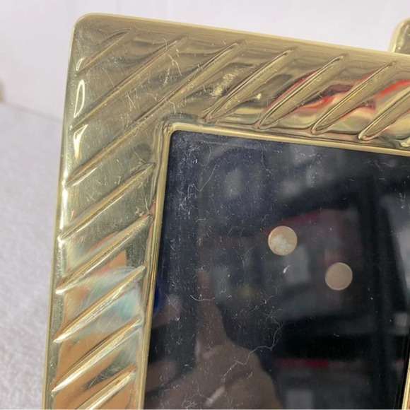 Vintage Gold Brass Tone Diagonal Ribbed Texture Picture Frames X3 - Picture 11 of 13